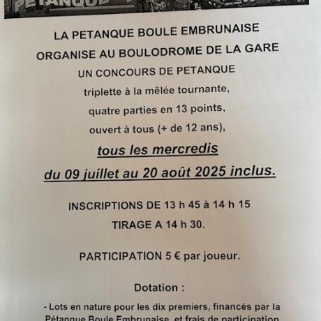 Concours de pétanque - Concours de pétanque de la boule embrunaise Concours de pétanque - Concours de pétanque de la boule embrunaise