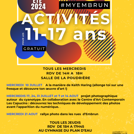 ACTIVITES 11-17 ans été 2024