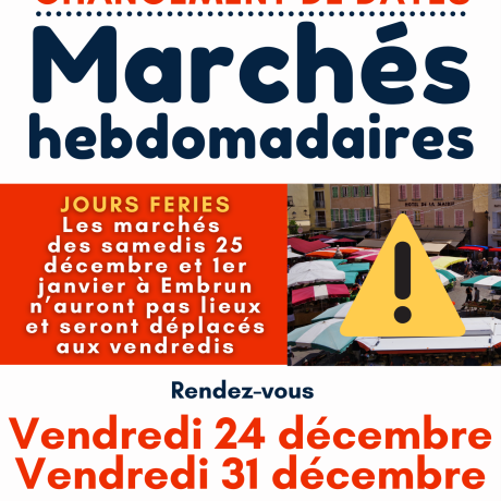 CHANGEMENT DE DATES marché CHANGEMENT DE DATES marché