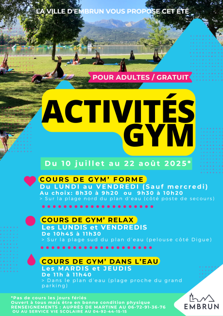 Activités gym été 2025 embrun