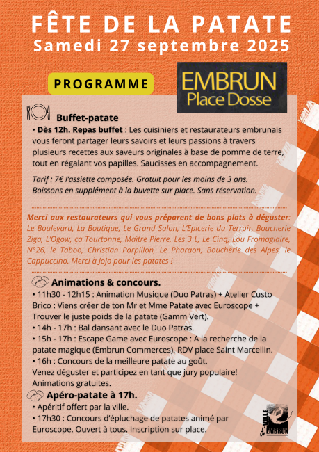 Programme Fête de la Patate 2025 Programme Fête de la Patate 2025