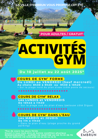 Activités gym été 2025 embrun